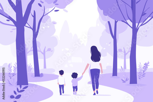 Family Day Out in Purple Hues