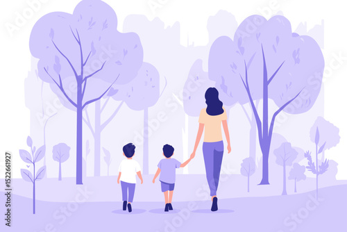 Family Day Out in Purple Hues