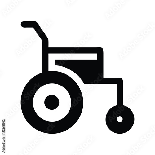Wheelchair icon vector illustration. Classic accessibility symbol for mobility, disability, healthcare, support, independence, or medical design