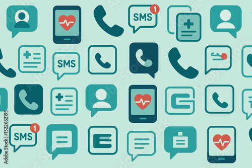 Seamless pattern of healthcare messaging and call icons