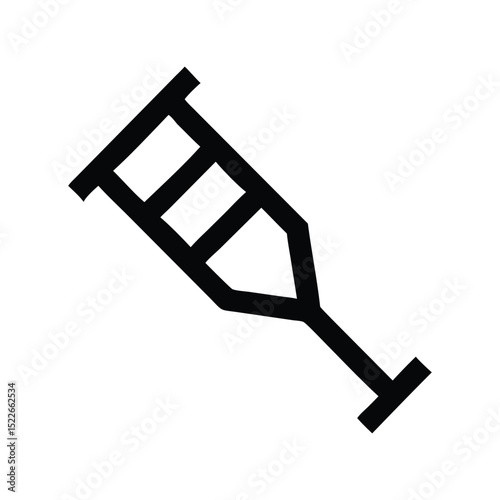 Crutch icon vector illustration. Classic medical symbol for mobility, support, rehabilitation, healthcare, injury, accessibility, or recovery design