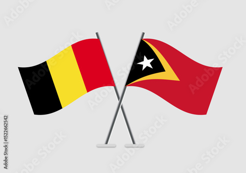 Belgium and East Timor vector flags vector art in minimal theme