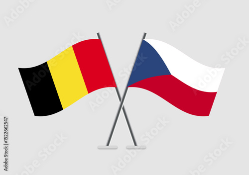 Belgium and Czech Republic vector flags in formal vector presentation