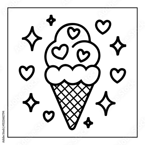 ice cream cartoon illustration coloring books