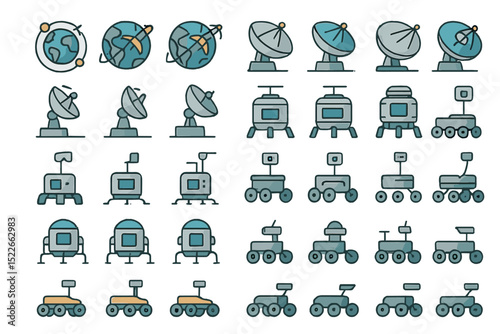 Exploration technology in space with satellites and robotic rovers designed for planetary missions