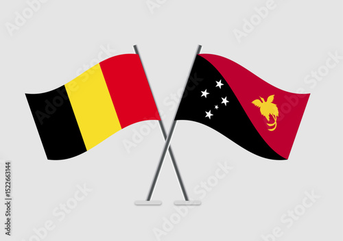 Belgium and Papua New Guinea vector flags illustration for peaceful themes