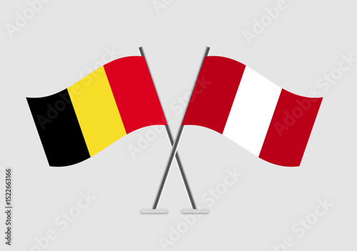 Belgium and Peru vector flags symbolic of cooperation