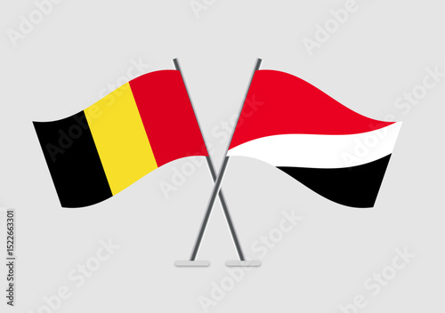 Belgium and Principality of Sealand vector flags in diplomatic pose flat design