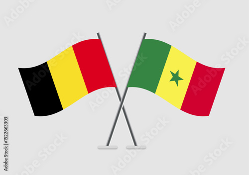 Belgium and Senegal vector flags artwork on simple gradient base