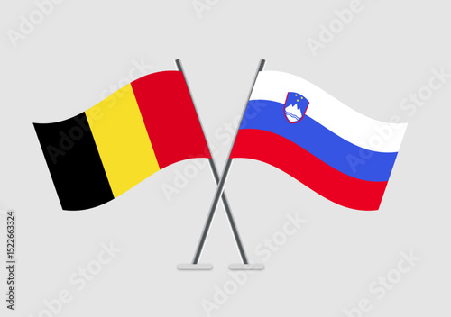 Belgium and Slovenia vector flags used in graphic symbolism