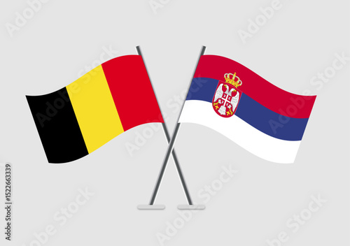 Belgium and Serbia vector flags featured in global discussion theme