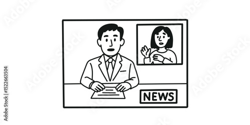 news with on-screen sign language interpreter, broadcast accessible for the deaf