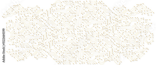 Gold circuit board design with a keyhole shape. 
