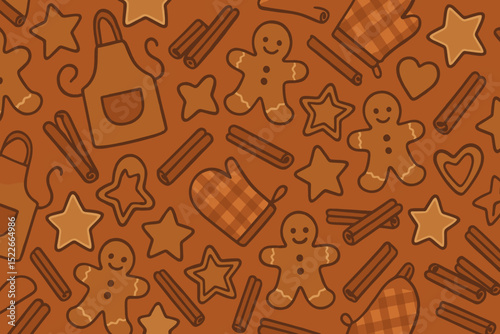 Gingerbread cookies and baking tools create a festive atmosphere for holiday preparations