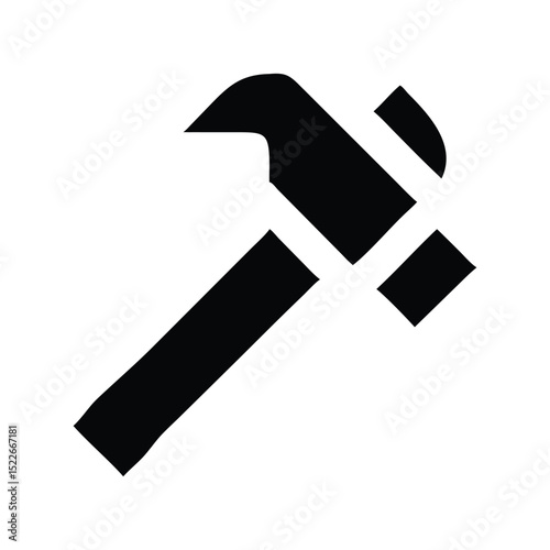 Hammer icon vector illustration. Classic hand tool symbol for construction, repair, DIY, carpentry, engineering, or home improvement design