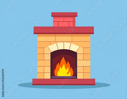 Cartoon fireplace illustration