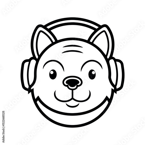 Rock Hyrax Headphone Line Art Vector