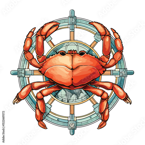 Nautical Rudder with Crab Emblem: A Symbol of Maritime Exploration and Adventure