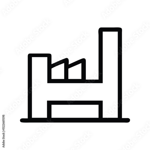 Factory icon vector illustration. Classic industrial symbol for manufacturing, production, engineering, machinery, business, or automation design