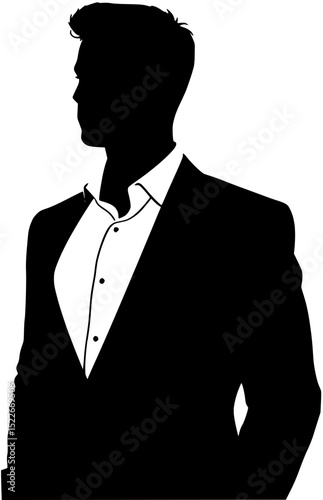 Elegant Silhouette: A Man in a Suit Profile