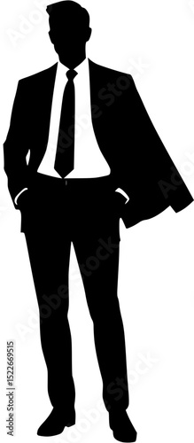 Silhouette of a Businessman Wearing a Suit with a Jacket