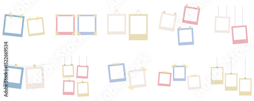 Set of Vector blank photo frame with pastel colors