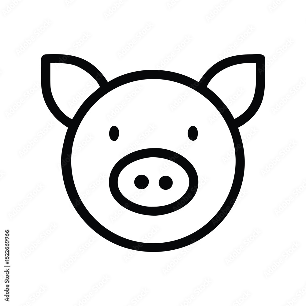 Pig icon vector illustration. Classic animal symbol for farming, livestock, agriculture, nature, food industry, pet, or cartoon design Pig icon vector illustration. Classic animal symbol for farming, livestock, agriculture, nature, food industry, pet, or cartoon design