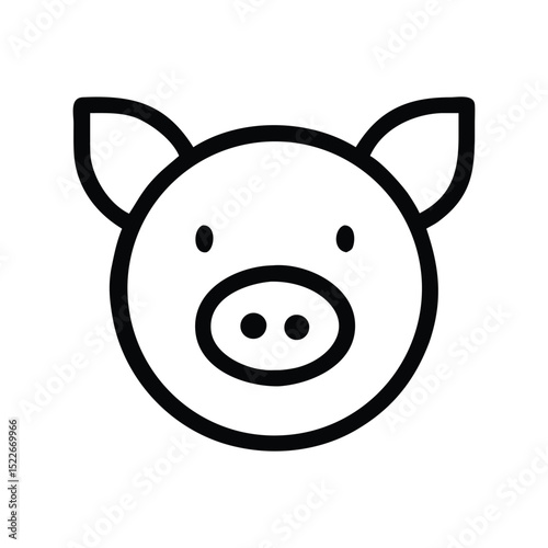 Pig icon vector illustration. Classic animal symbol for farming, livestock, agriculture, nature, food industry, pet, or cartoon design