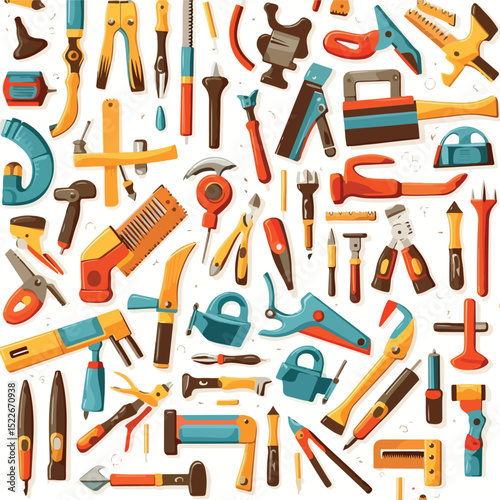 Colorful Tools Background Cartoons Vector Illustration for Design Projects