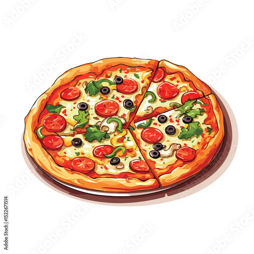 Professional Vegetarian Pizza Portion Sketch Icon Vector Illustration