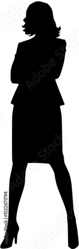 Silhouette of a Confident Businesswoman with Arms Crossed