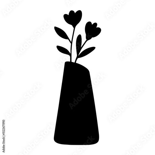 Flower in a vase silhouette