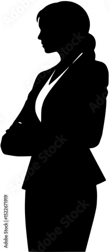 Silhouette of Businesswoman with Arms Crossed in Confidence