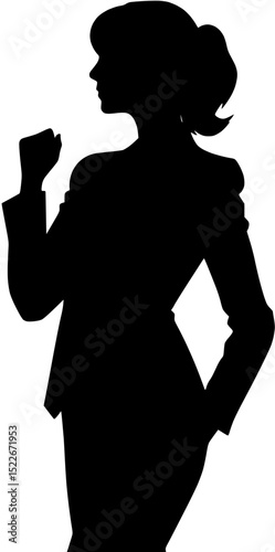 Woman Empowered Silhouette in Business Attire with Raised Fist