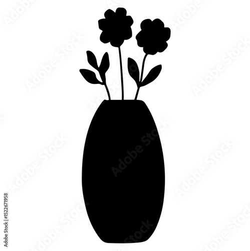 Flower in a vase silhouette