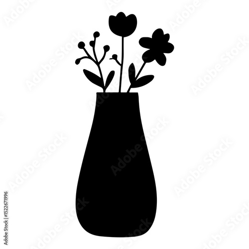 Flower in a vase silhouette
