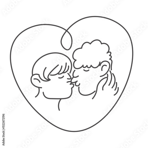 romantic lgbt couple in doodle style in vector. image for poster, sticker, postcard, invitation