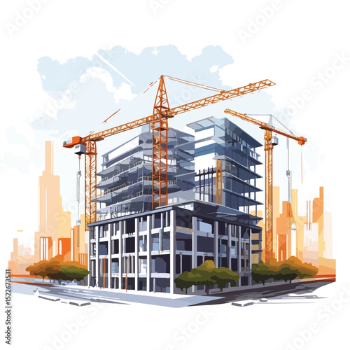Professional Under Construction Building Design Vector Illustration for Projects
