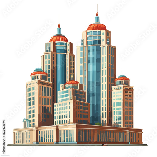 High-Quality Isolated Vector Illustration of Modern Building Towers for Creative Projects