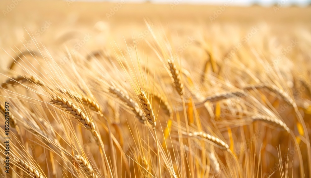Fototapeta premium Ripe barley ears gently swaying in the wind, creating beautiful patterns of light and shadow across the golden field