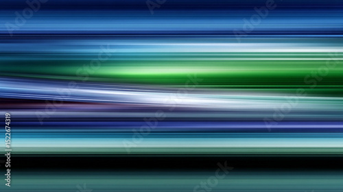 Abstract background of colorful blurred horizontal lines in green, blue and white shades