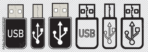 Usb stick icon set, simple vector symbol EPS 10