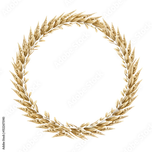 Circular Frame with Wheat Spikes Crown Vector Illustration for Elegance and Nature Themes