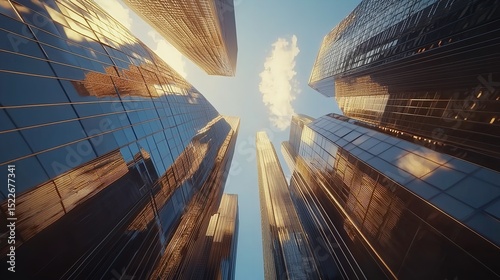 Reflective Skyscraper Business Office Buildings