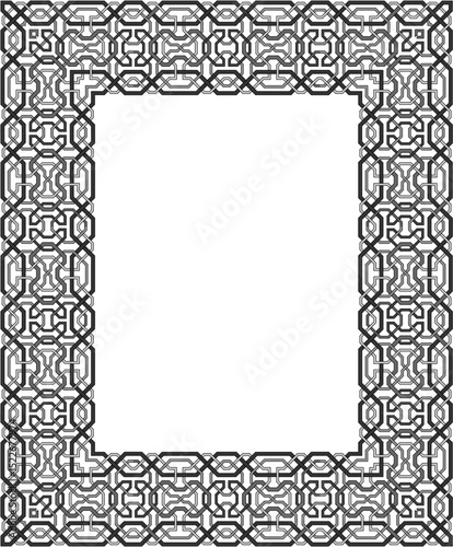 Gold ornate antique photo frame with black and white border and clipping path