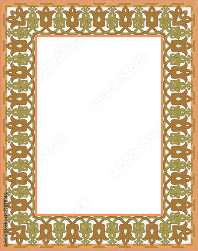 Ornate antique golden floral frame with an empty center for your text or picture