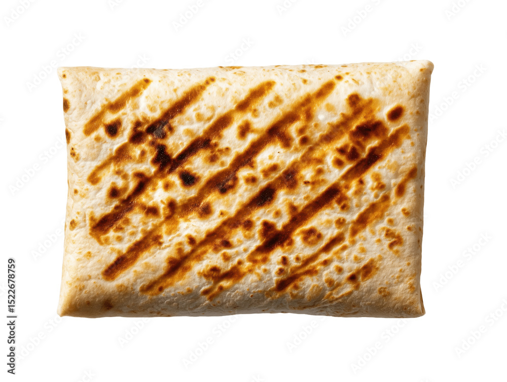 Fototapeta premium Delicious Griddle Tortilla: A tempting close-up of a freshly griddled tortilla, showcasing the beautiful texture and appealing grill marks