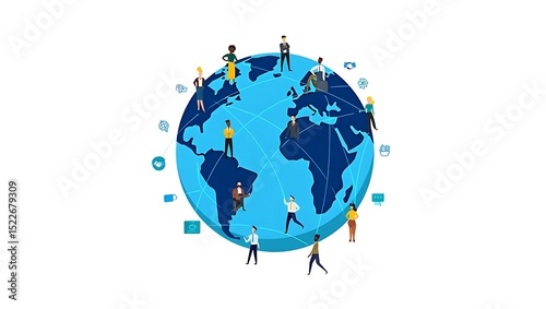 Global business network diverse team collaboration worldwide connection