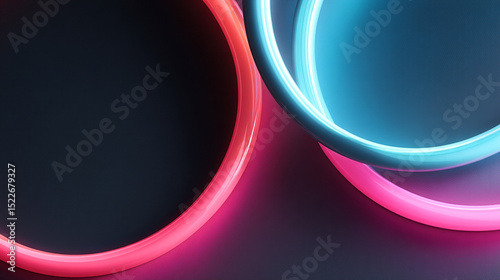 Abstract neon rings glowing in a dark background, with color gradients design