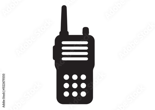walkie talkie vector logo silhouette, military radio logo icon silhouette, walkie talkie vector logo black silhouettes illustration, walkie talkie vector silhouette logo design on white background